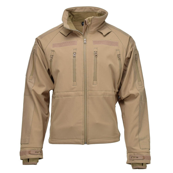 MIL-TEC waterproof windproof breathable hiking jacket soft shell stormproof zips fleece liner Coyote