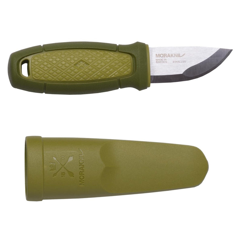 MORAKNIV Eldris Fire Kit fixed drop point plain blade knife stainless steel fire starter TPE-rubber green handle