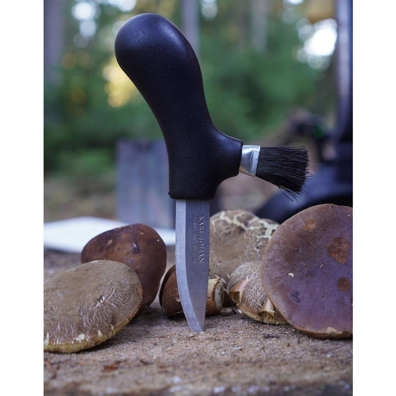 MORAKNIV Mushroom Picking knife fixed recycled stainless steel blade brush Black