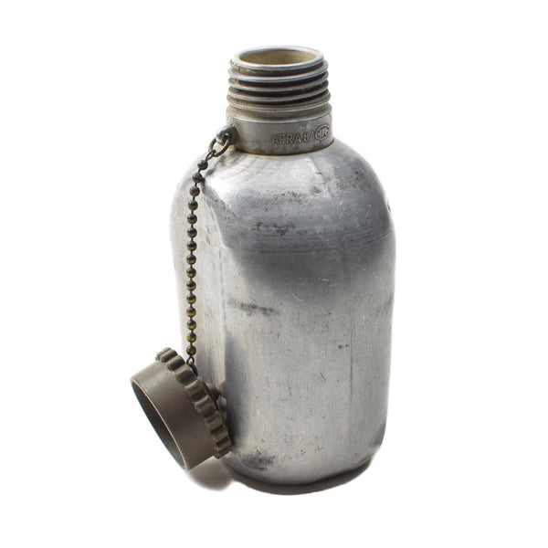 Original Austrian army canteen aluminum flask plastic screw-on lid military surplus lightweight 1l Gray