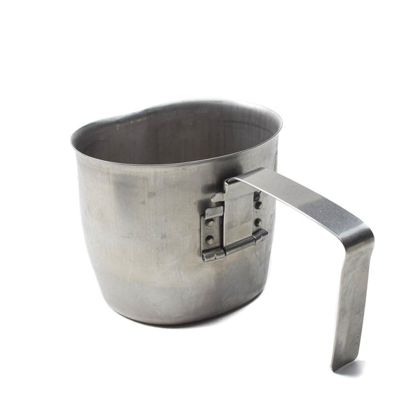 Original Austrian Army canteen stainless steel cup folding handle military issue