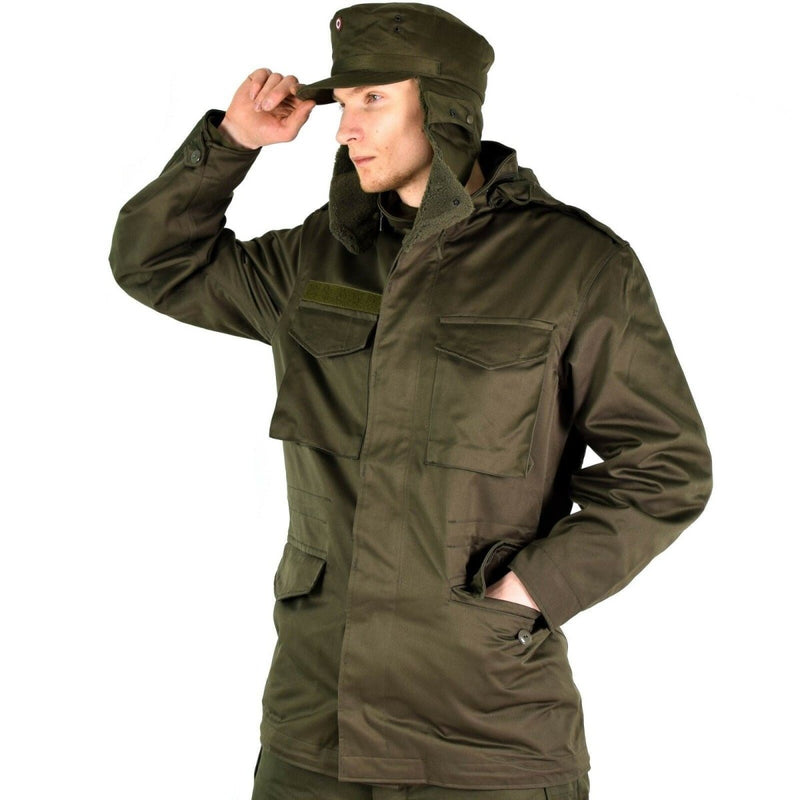 Original Austrian army combat M65 jacket OD military olive drab Parka combat storm flap high collar