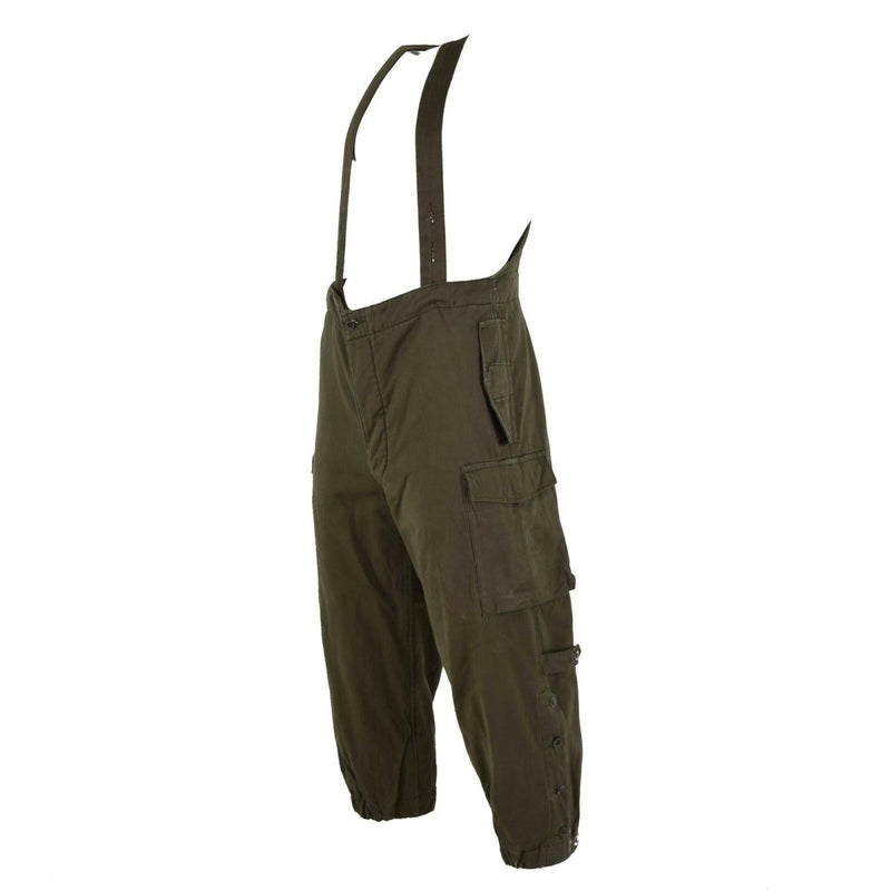 Original Austrian army combat pants bib military olive OD overall w braces pockets vintage trousers