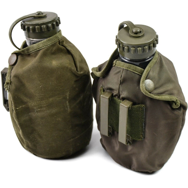 Original Austrian Army Drinking Flask Water Bottle Military Canteen pot pouch belt clips