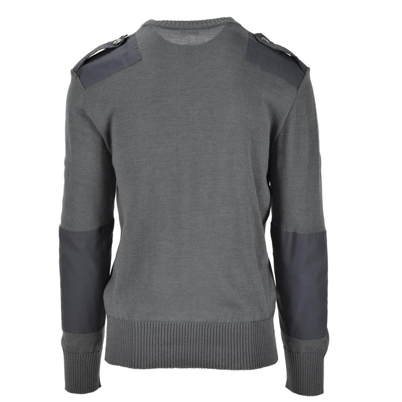 Original Austrian army pullover Jumper commando grey wool V-neck sweater interlock knit