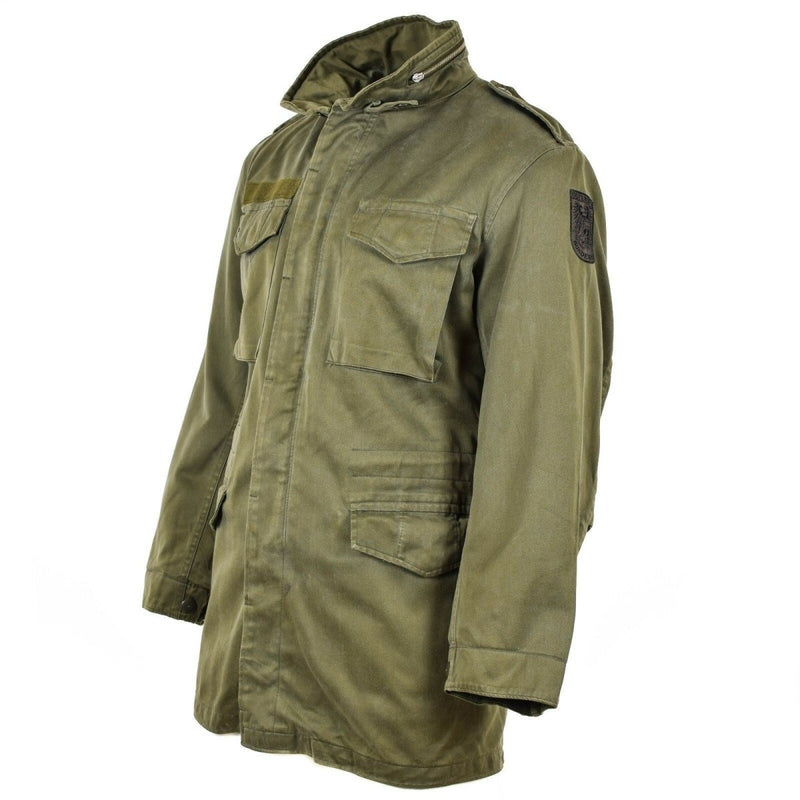 Original Austrian BH army combat M65 jacket OD military olive drab storm flap epaulets vintage Parka