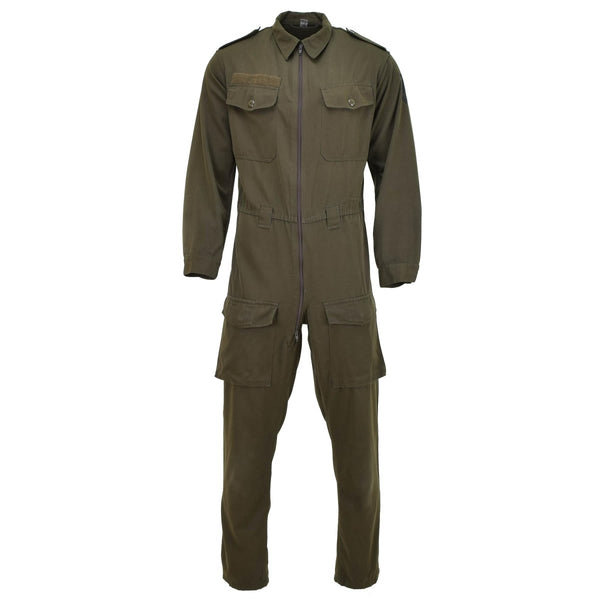 Original Austrian BH Military coverall men works mechanic polycotton suit roomy fit adjustable cuffs shoulder epaulet Olive