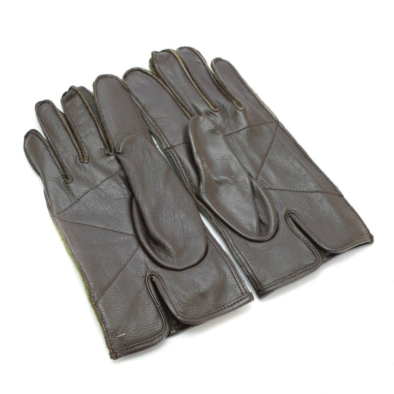 Original Belgian army combat gloves WWII style gloves nylon leather Olive