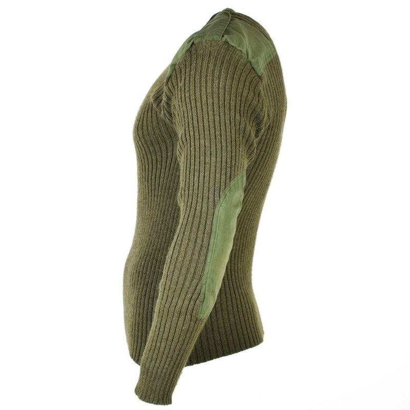 Belgian army sweater commando jumper green olive pure wool long sleeve classic pullover