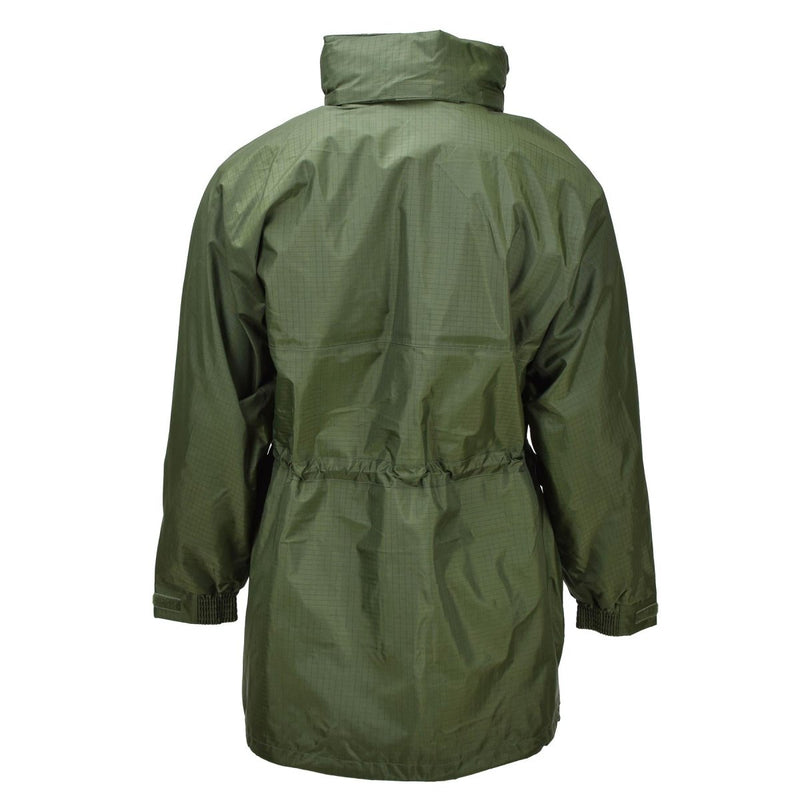 Original Belgian military rain long jacket with liner olive waterproof field rain jacket adjustable waist regular fit
