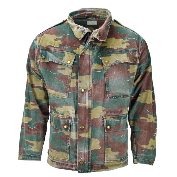 Original Belgium Military M56 jigsaw camouflage jacket field combat troops army thick cotton material faded color