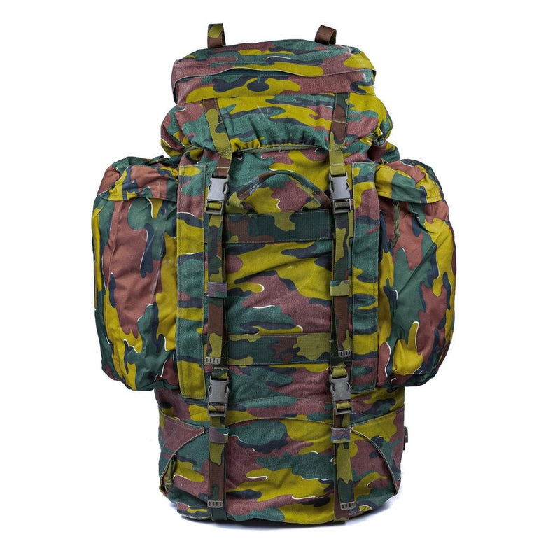 Original vintage Belgium Military tactical field backpack Large lightweight 110l hiking camping bag jigsaw camouflage