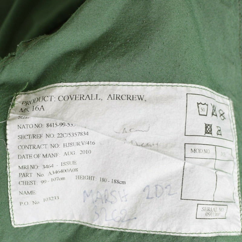 Original British army Aircrew MK15 RAF aramid suit coverall Sage green Air  force