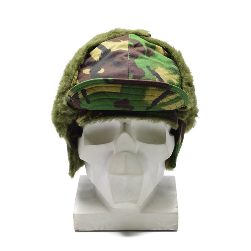 Original British army forces winter trapper hat folding ears neck DPM woodland camouflage