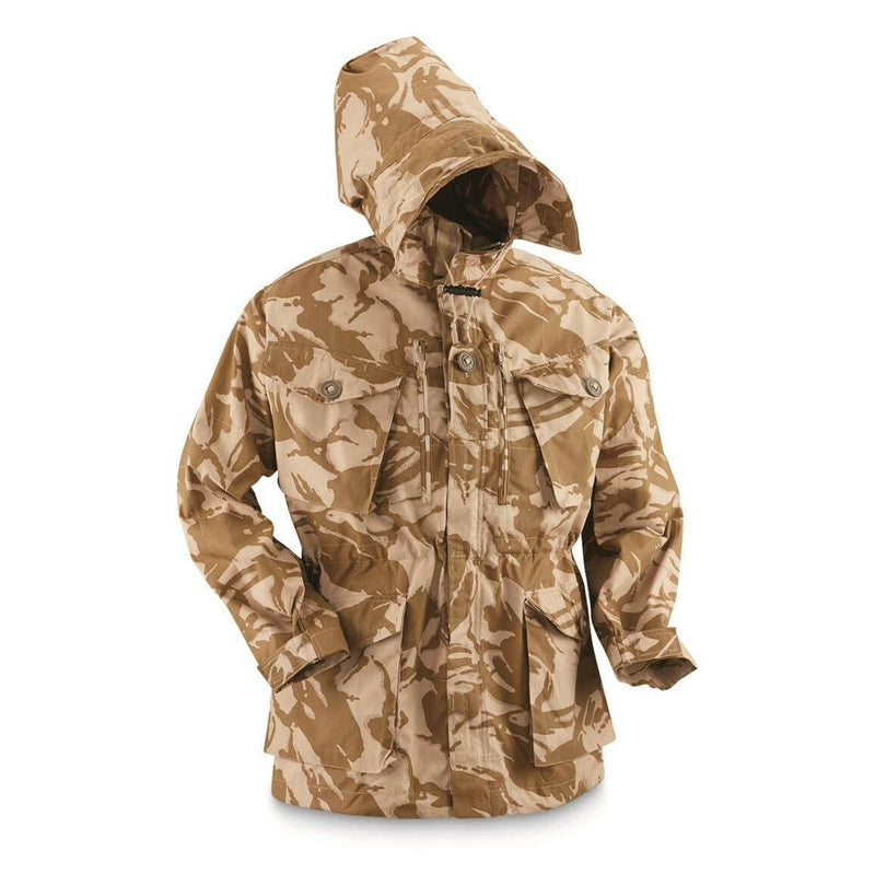 Original British army military combat desert camouflage jacket parka smock hood windproof adjustable waist cuffs and bottom