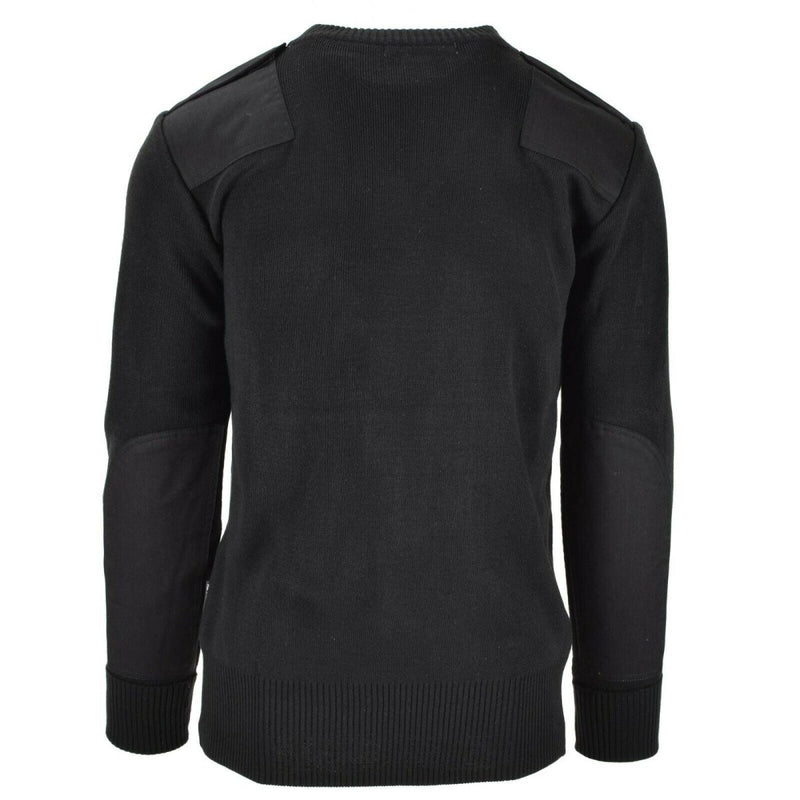 Original British army police pullover Commando Jumper interlock knit black V-neck sweater reinforced elbows and shoulder