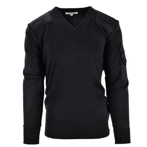 Original British army police pullover Commando Jumper black V-neck sweater NEW