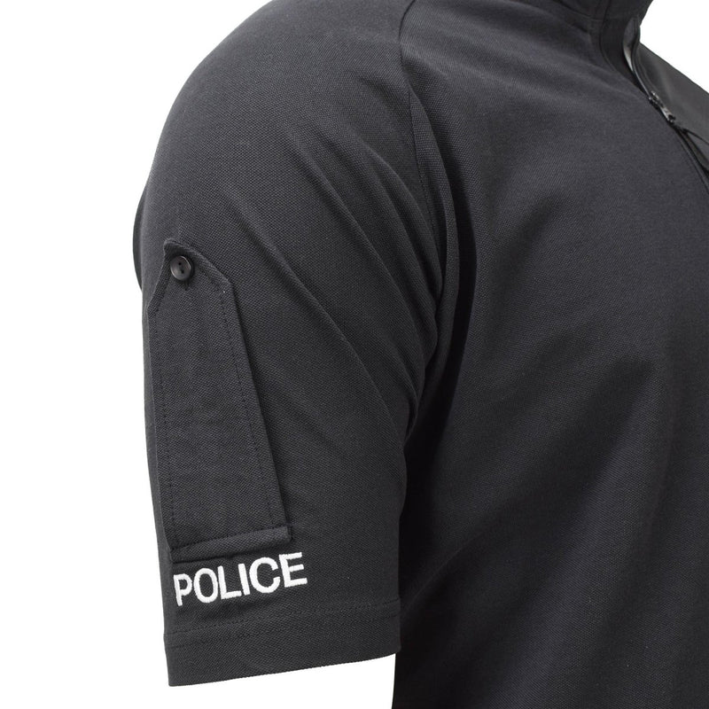 Original British army Police tactical T-shirts short sleeve zipped black with police patch