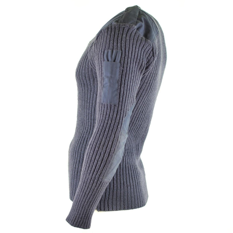 Original British army pullover Commando Jumper Blue Grey sweater Wool V-Neck