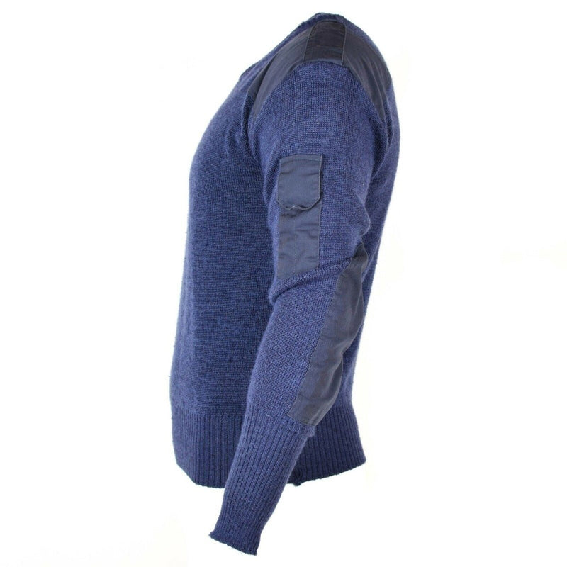 Original British army pullover interlock knit V-Neck Commando Jumper sweater Wool blue gray