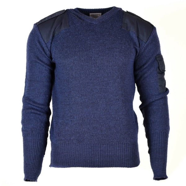 Original British army pullover V-Neck Commando Jumper sweater Wool blue gray