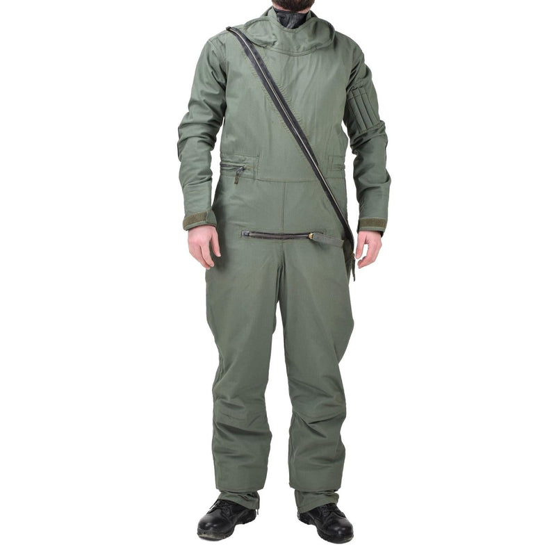 Original British military aircrew green coverall immersion MK20A protection suit rubber insert on cuffs and neck