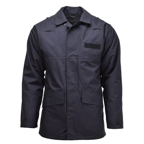 Original British Military rain jacket Police solid black lined waterproof lightweight coat large front pockets