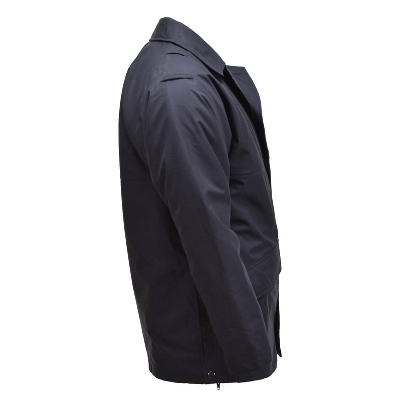 Original British Military rain jacket Police solid black lined waterproof coat hook and loop patch plate