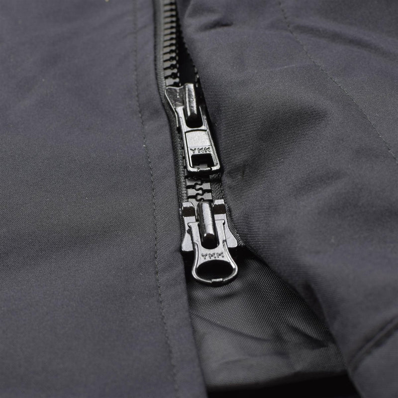 British Military rain jacket Police solid black lined waterproof coat zipper closure