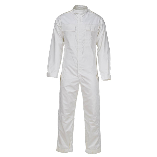 Original British Military white coveralls jumpsuit lightweight roomy fit hook and loop cuffs ankles
