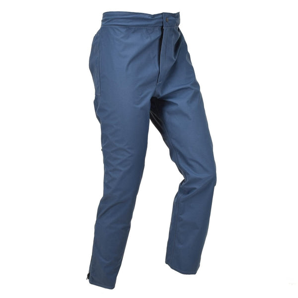 Original British Royal Air Force trousers waterproof blue RAF wet weather pants all seasons elastic and adjustable waistband