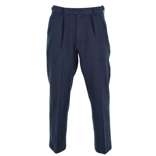 Original British Classic Royal Air Forces pants blue army pilot RAF combat BDU trousers adjustable waist wool blend
