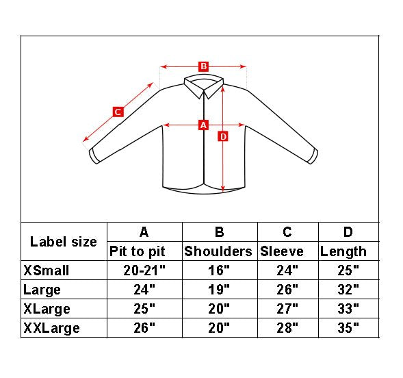 Original British under body shirt UBAC Desert camo military issue size chart