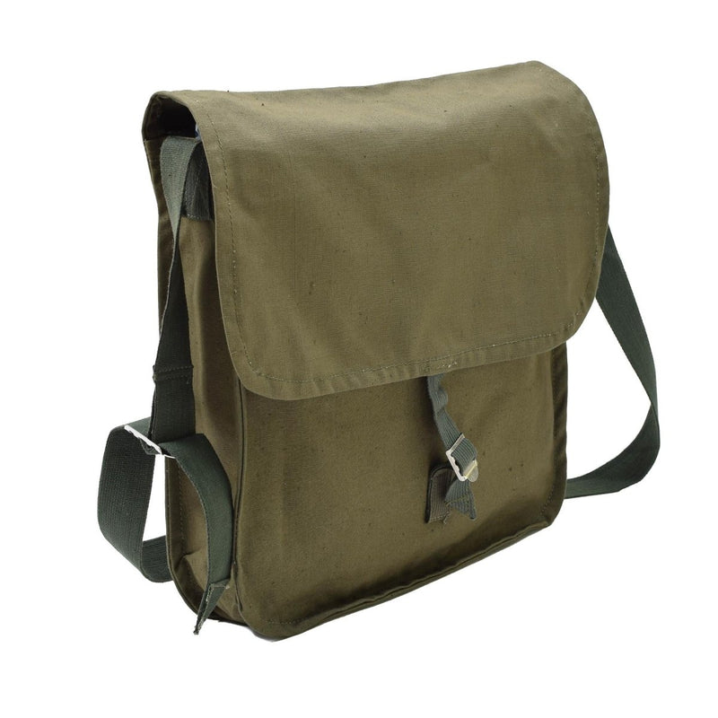 Original Bulgarian army olive shoulder bag adjustable strap outdoor travel vintage