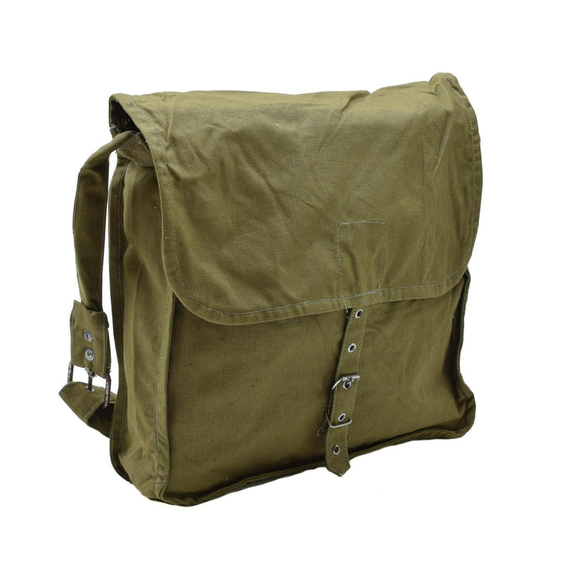 Original vintage Bulgarian Military olive shoulder bag adjustable strap outdoor travel buckle closure