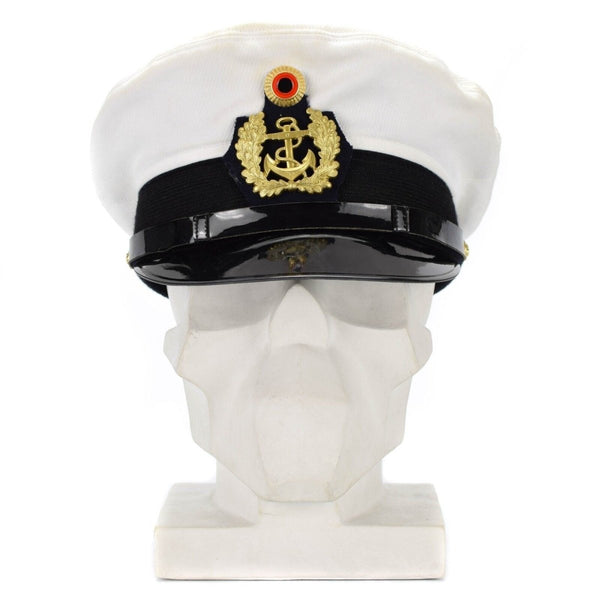 Original vintage BW German army officers marines cap visor forage peaked hat navy naval cockad chin strap