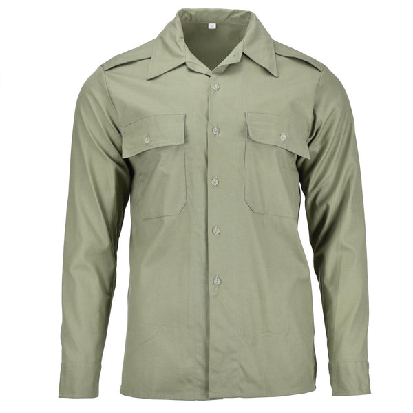 Original vintage Combat Shirt Olive Long Sleeve With Pockets Military Surplus chest pockets epaulettes buttoned cuffs