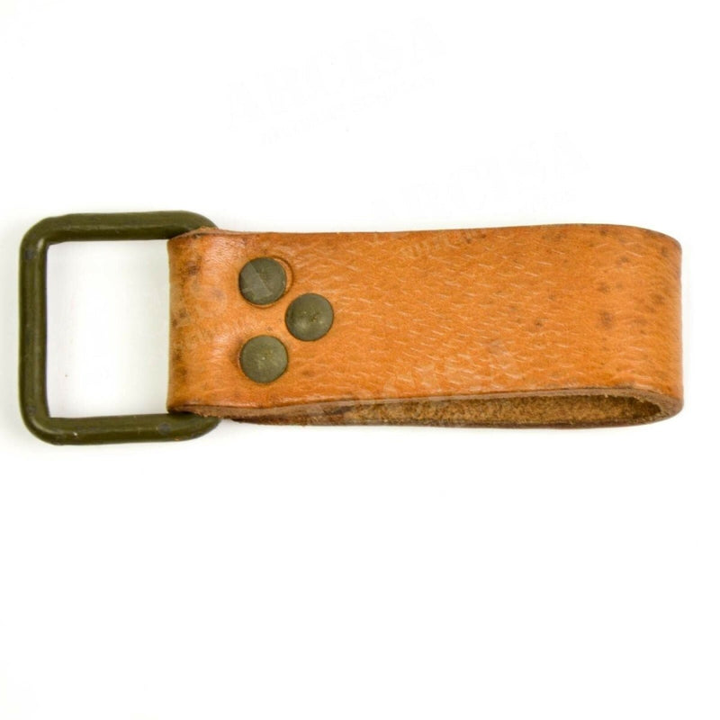CZ Czech army Brown leather belt loop suspenders webbing