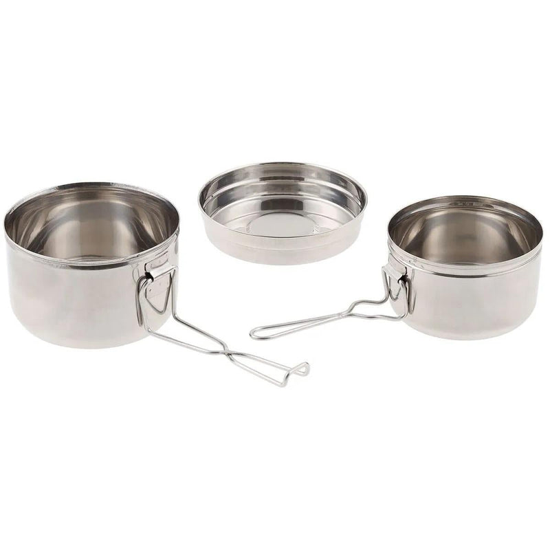 Czech Army stainless steel mess tin set camping outdoor cooking pot pan large pot lid small pot included