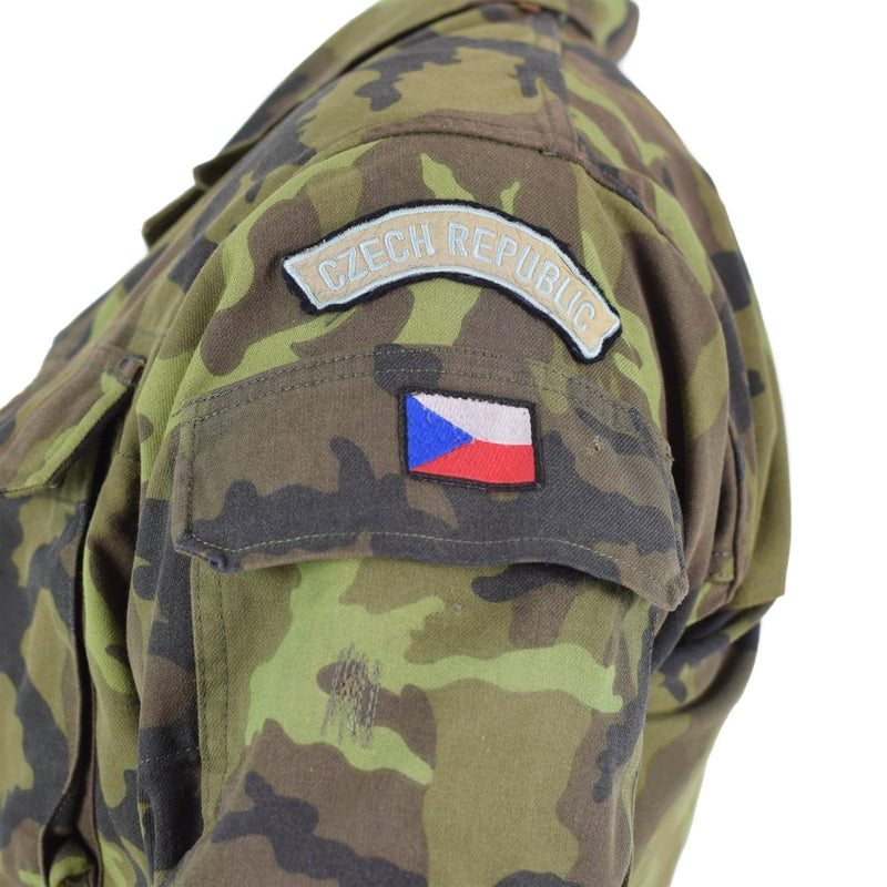 Czech army troops field jacket leaf camo pattern parka military surplus CZ flag epaulets vintage jacket