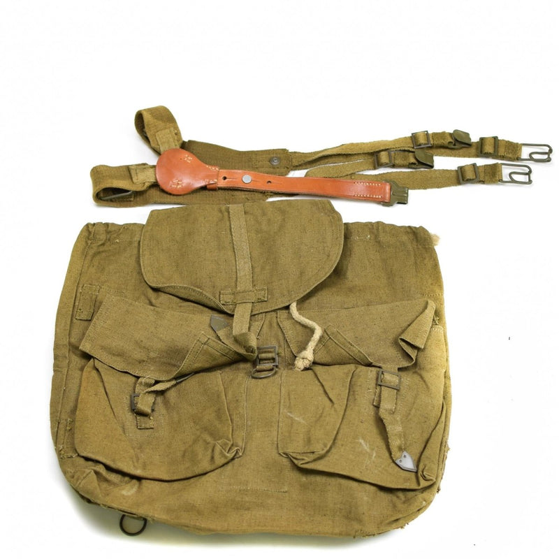 Original vintage Czech army vintage rucksack with Y straps suspenders M60 canvas bag