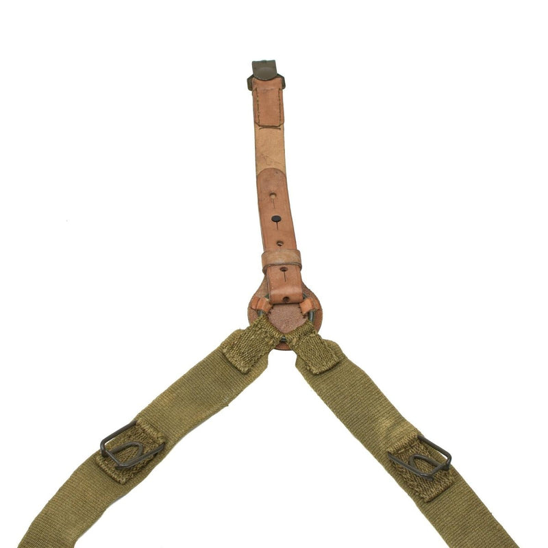 Czech Army Y-Strap vintage canvas leather suspenders harness shoulder