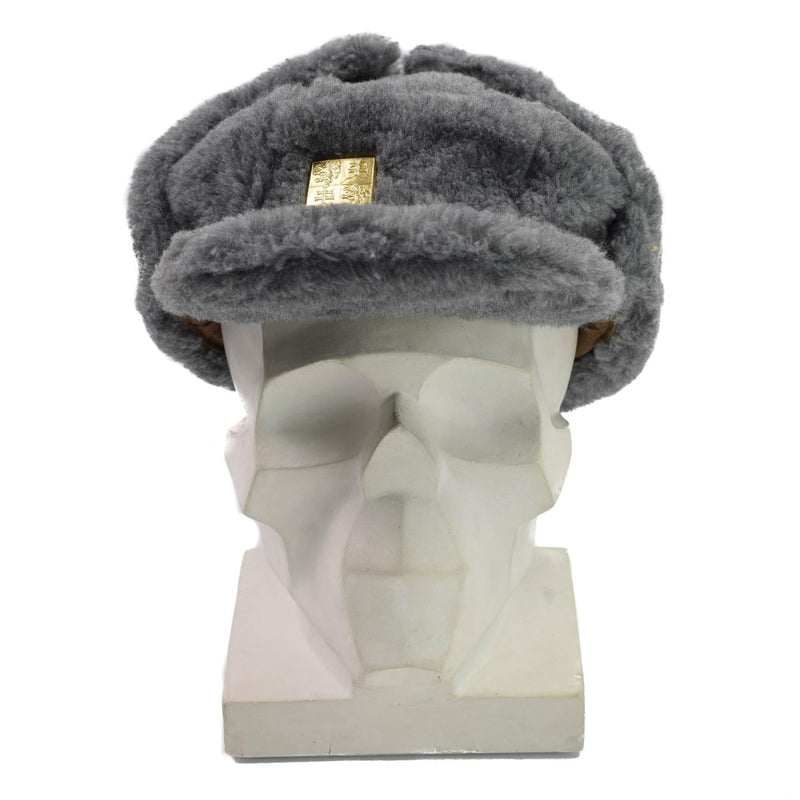 Original Czech Republic cockade army winter hat cold weather faux fur earflap cap issue vintage