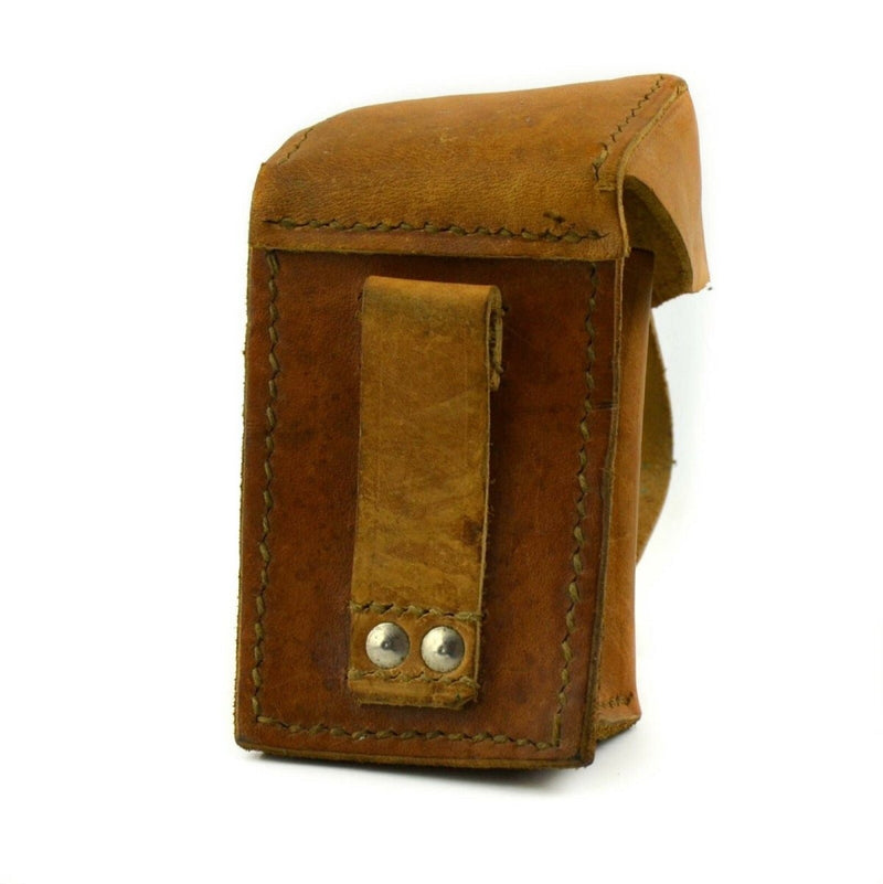 Original Czech Serbian Yugoslavian army brown leather ammo mag pouch magazine strap on the back for attaching
