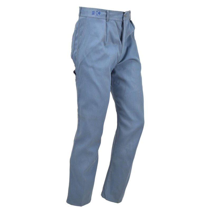 Original vintage Danish Military pants casual work Denmark army personnel trousers blue plain end ankles