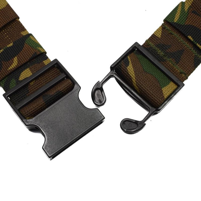 Original Dutch army field troops tactical belt military webbing woodland camouflage plastic buckle attachment loops