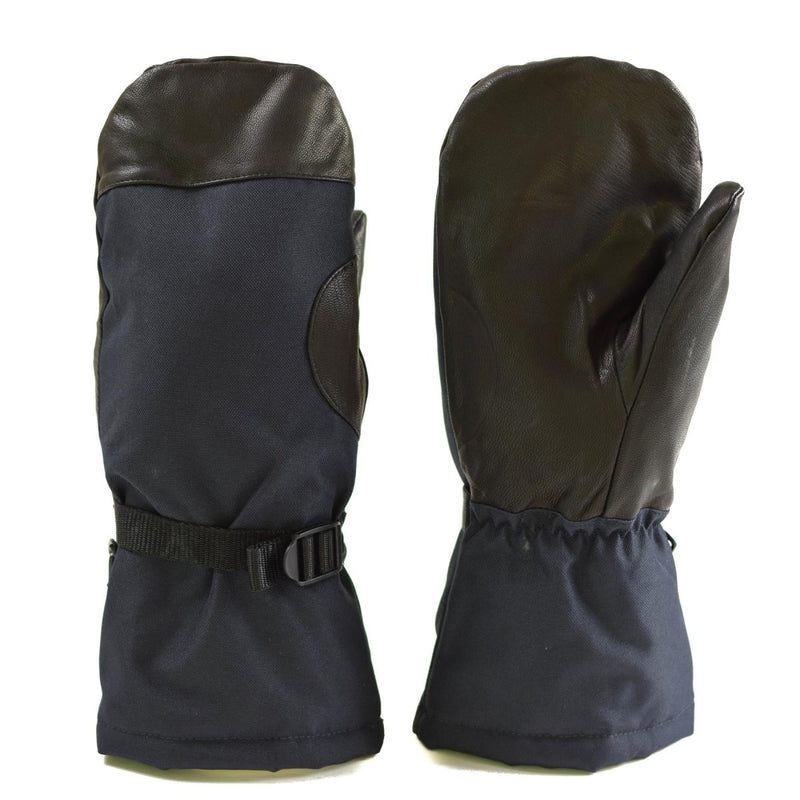 Dutch army mittens winter gloves military blue navy maritime leather palm