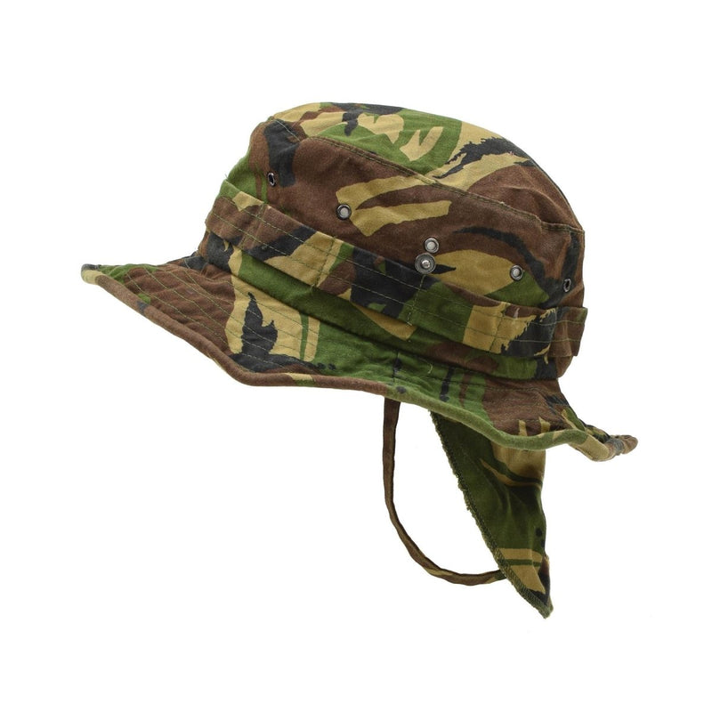 Original Dutch military panama hat neck flap tactical wide brim adjustable chin strap DMP camouflage boonie cap surplus