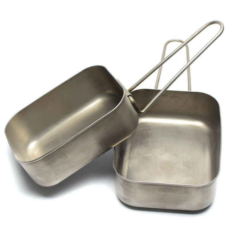 Original Dutch Military stainless steel 2pcs mess tins mess kit Cooker Military Bushcraft large and smaller tins