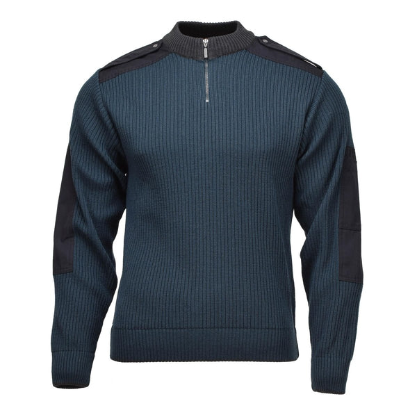 Original Dutch military sweater winter sport pullover cold weather jumper blue rib knitted neck cuffs waist line bodywarmer
